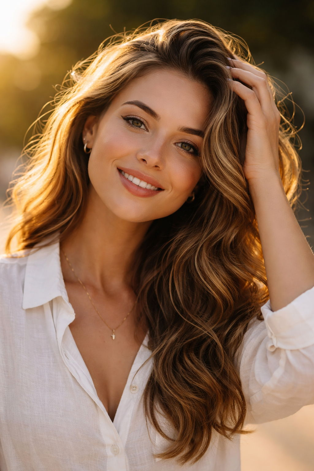 kobieta poprawiająca włosy